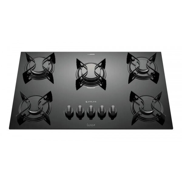 Cooktop 5 Bocas Preto com Mesa de Vidro Atlas U Top Bivolt - Atlas Eletrodomésticos