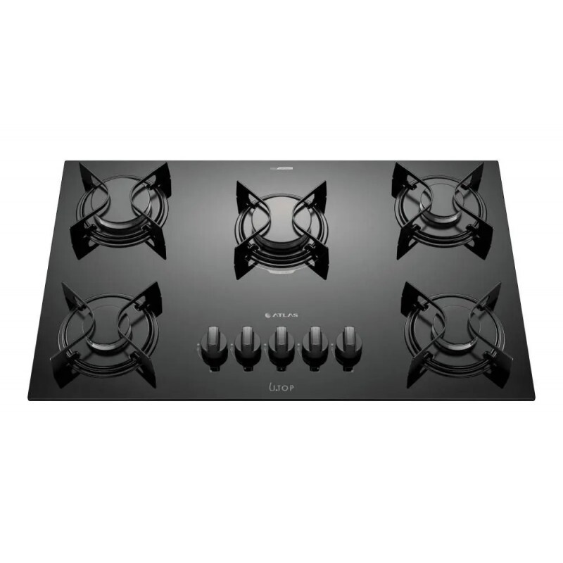 Cooktop 5 Bocas Preto com Mesa de Vidro Atlas U Top Bivolt - Atlas Eletrodomésticos