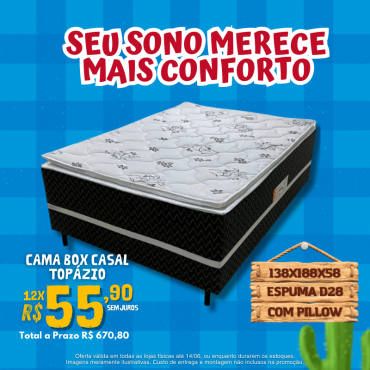Cama Box D28 138X188X58 Topazio Macro Espuma