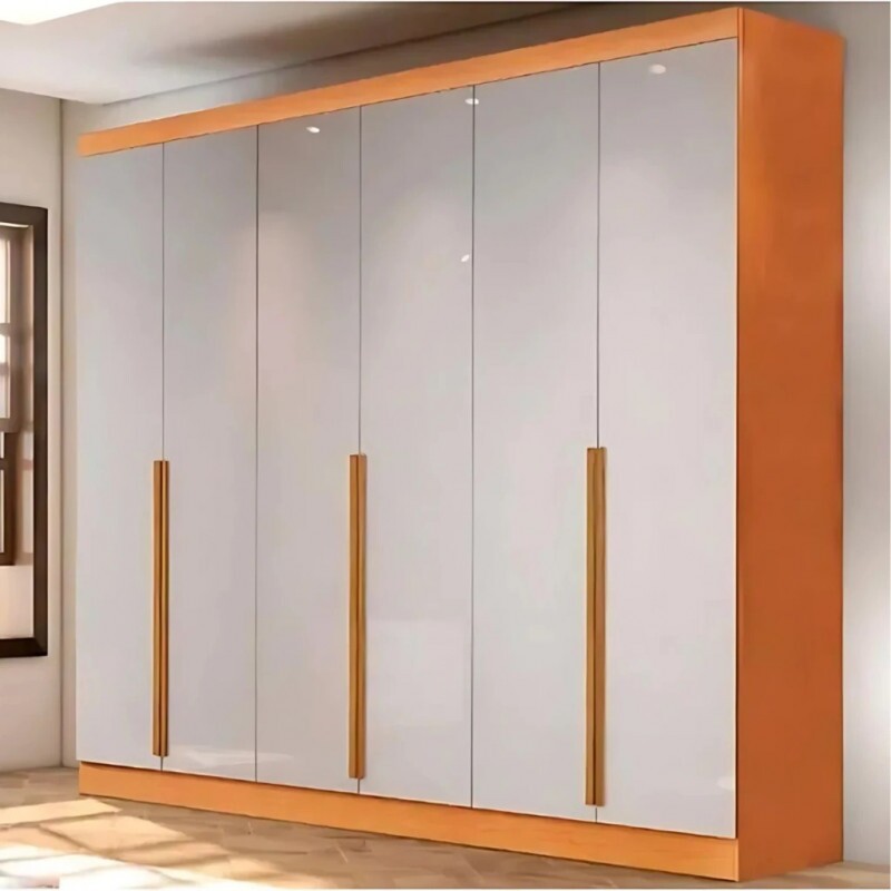 Guarda-Roupa Casal Curitiba 100% MDF 6 Portas Nature/Off White - Bianchi Móveis