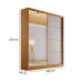 Guarda-Roupa Casal Com Espelho 2 Portas de Correr 100% MDF Veneza Naturall/Off White - Bianchi