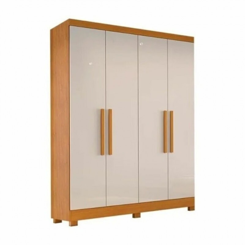  Guarda-Roupa Solteiro 4 Portas Sergipe Nature/Off White - Bianchi