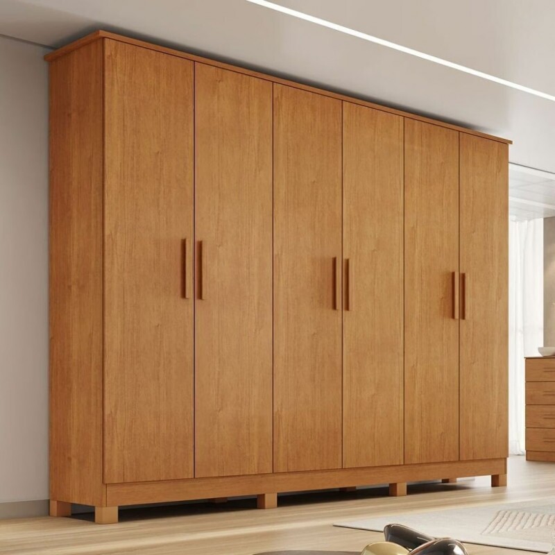 Guarda-Roupa Casal Em MDF 6 Portas Bianchi Nina Nature