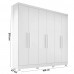 Guarda-Roupa Solteiro 6 Portas Sergipe Branco - Bianchi