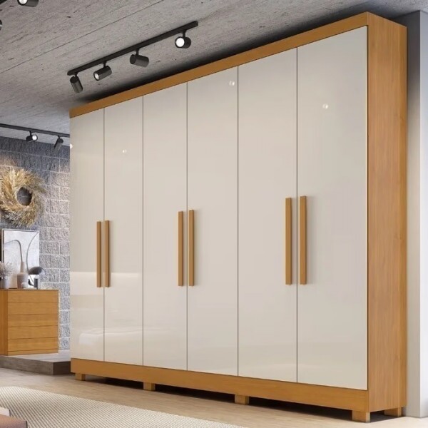 Guarda-Roupa Casal 6 Portas Sergipe Nature/Off White - Bianchi