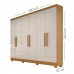 Guarda-Roupa Casal 6 Portas Sergipe Nature/Off White - Bianchi