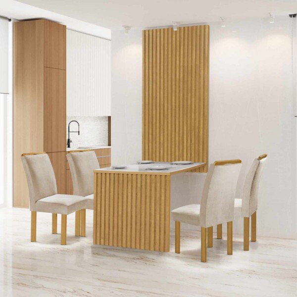 Conj Mesa  4C Cancun Retangular 120X90 Tampo Cancun C/VDO Cad Londes Cel Móveis