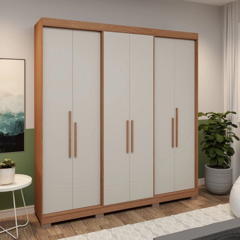 Roupeiro 6portas Herval PH1804 c/pes Carvalho Vermontt/Off White
