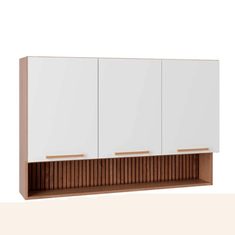 Armário Aéreo 3 Portas c/Nicho 120cm Thela Avelã - Telasul