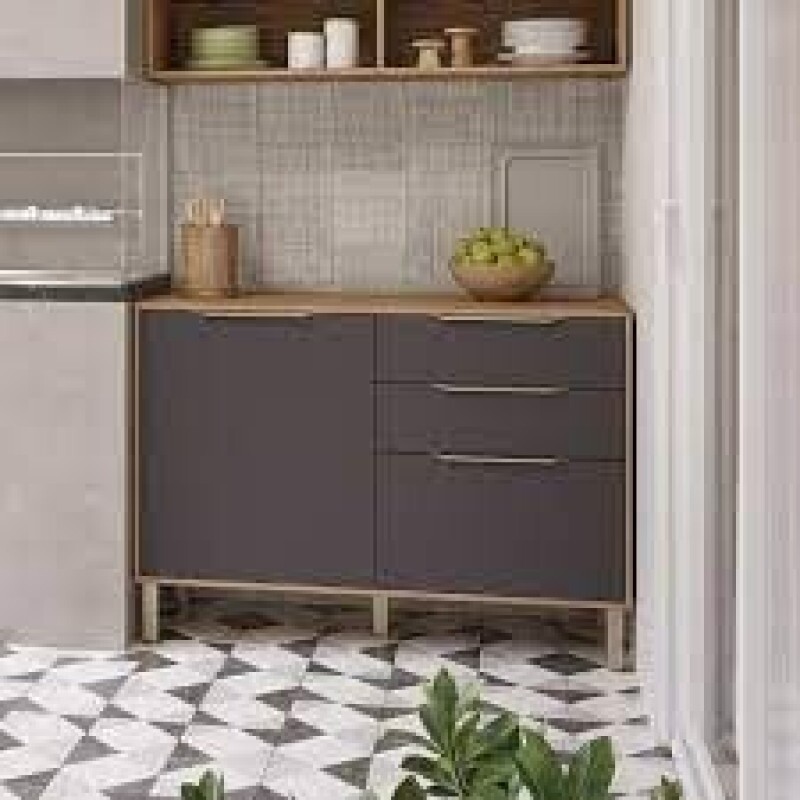 Balcão Cozinha Divina/Esplendida 2gavs 2 Ptas C/tampo 120 M Freijo/Titanium