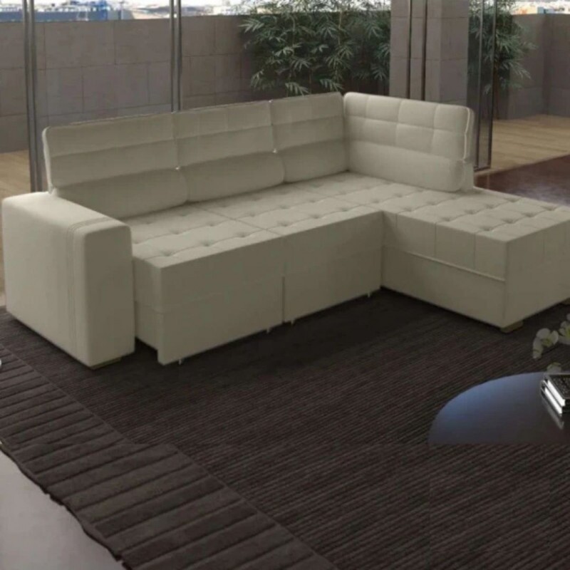 Sofá de canto Retrátil com Chaise Direito Phormatta Atlantica