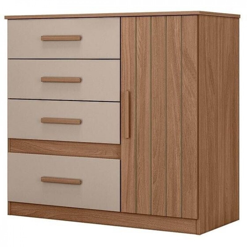 Cômoda para Quarto Com 4 Gavetas 1 Porta Moval Vênus Fnd/Frj