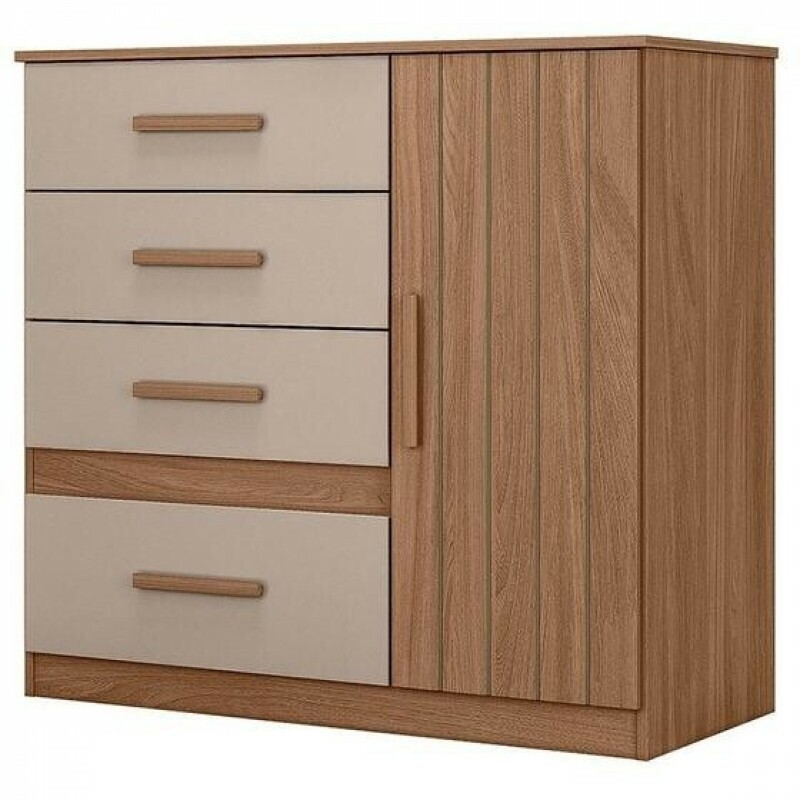 Cômoda para Quarto Com 4 Gavetas 1 Porta Moval Vênus Car/Fnd