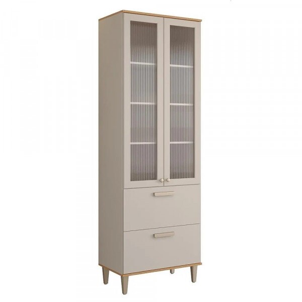 Cristaleira Bella 70cm MDF 3pts 1gv Bella Móveis Off White/Freijó - MGM