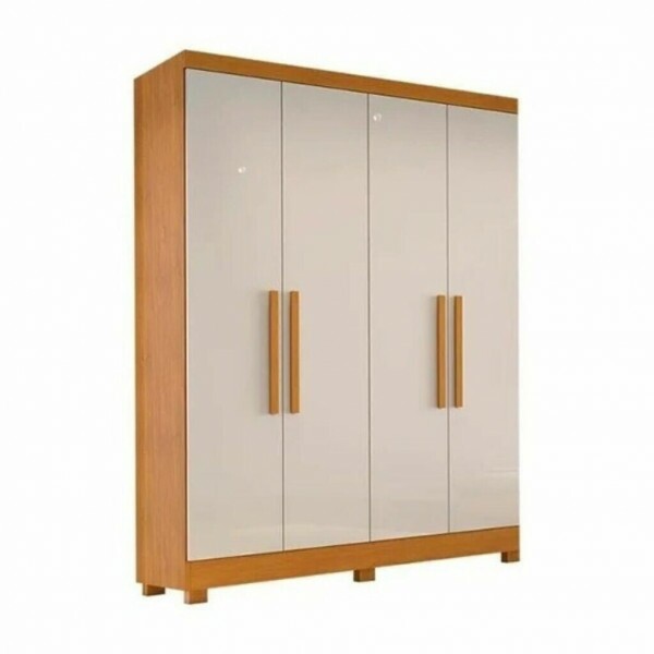 Guarda Roupa Solteiro 4 Portas 2 Gavetas Sergipe Freijo / Off white - Bianchi