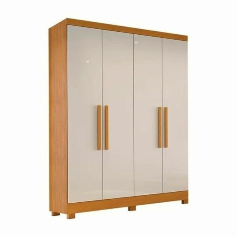 Guarda Roupa Solteiro 4 Portas 2 Gavetas Sergipe Freijo / Off white - Bianchi Guarda Roupa Solteiro 4 Portas 2 Gavetas Sergipe Freijo / Off white - Bianchi