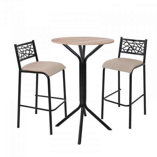 Conj. Bistro Dani C/tampo Assento linho Bege - Ciplafe