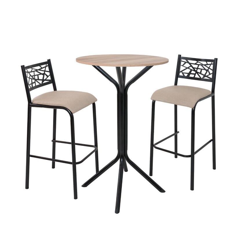 Conj. Bistro Dani C/tampo Assento linho Bege - Ciplafe