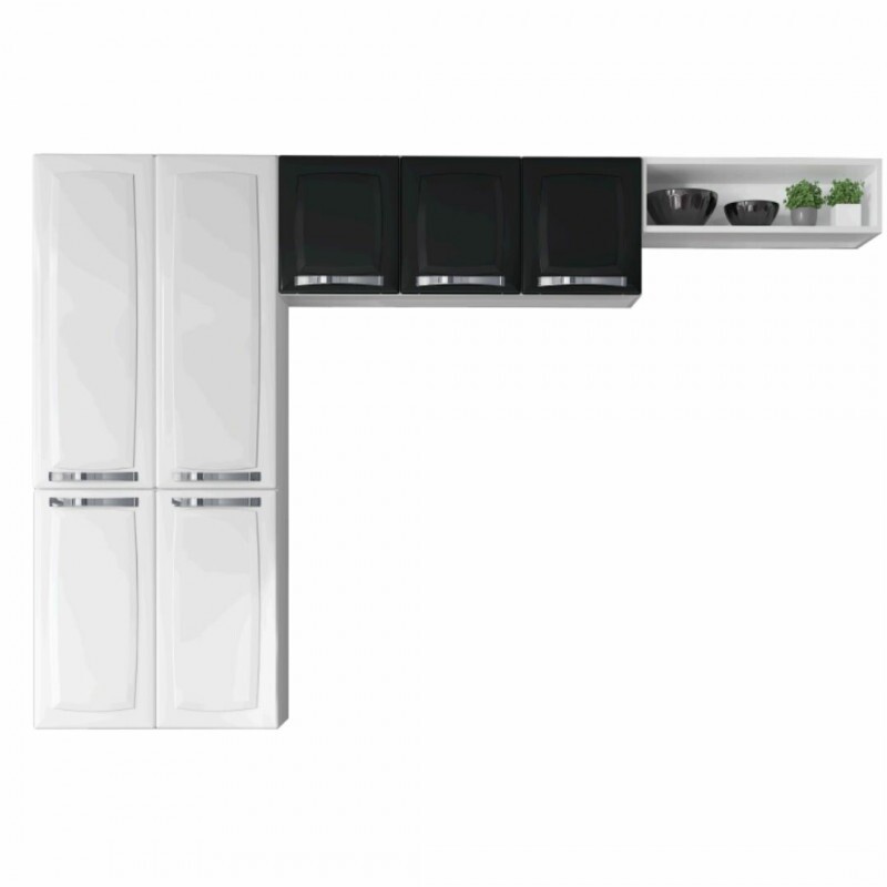 Cozinha compacta Rose 7Pts  Preto- Itatiaia