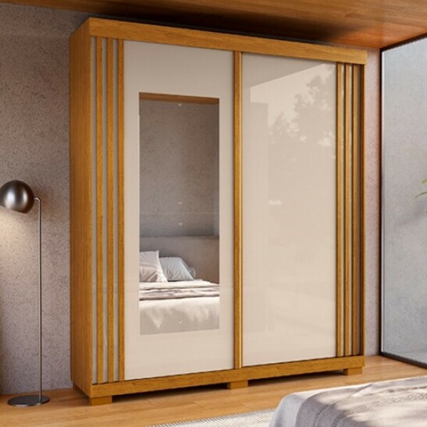 Guarda Roupa 2Pts Correr Athena C/Esp C/Pés Cinamomo/Off White ACP