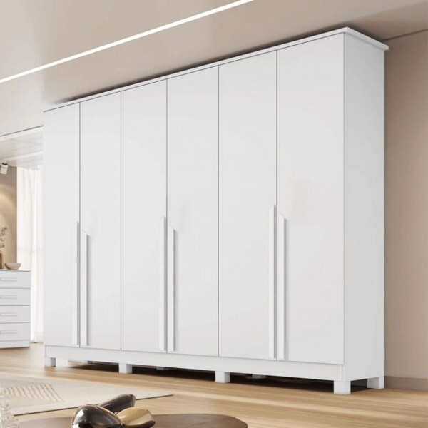 Guarda-Roupa Casal Em MDF 6 Portas Bianchi, Bianca, Branco