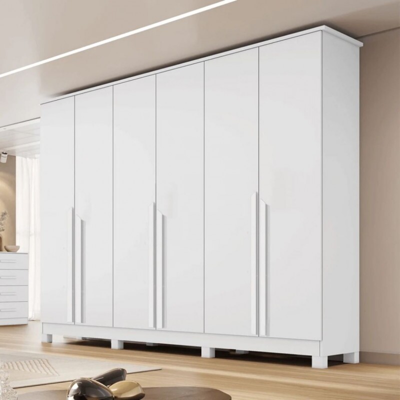 Guarda-Roupa Casal Em MDF 6 Portas Bianchi, Bianca, Branco