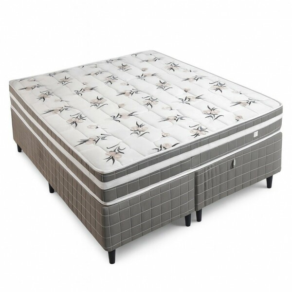Conjunto Box Viena Queen ( Base+ Colchão) Molas Ensacadas 198x158x52 - Topazio