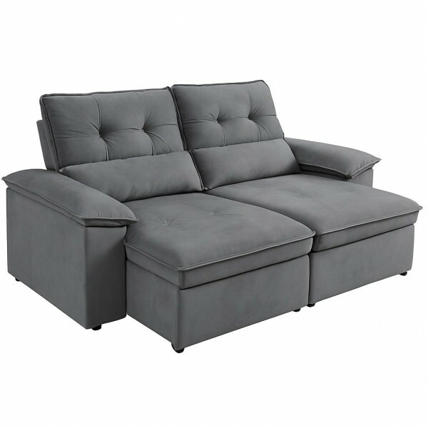 Sofá Retrátil e Reclinável  Zeus 2.10m Cinza - Nordeste Flex 