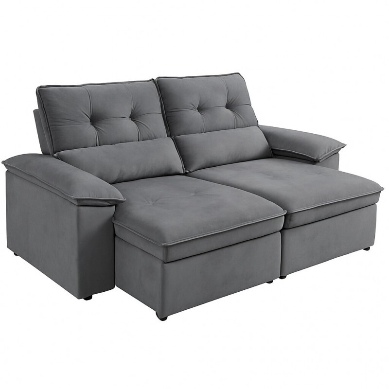 Sofá Retrátil e Reclinável  Zeus 2.10m Cinza - Nordeste Flex 