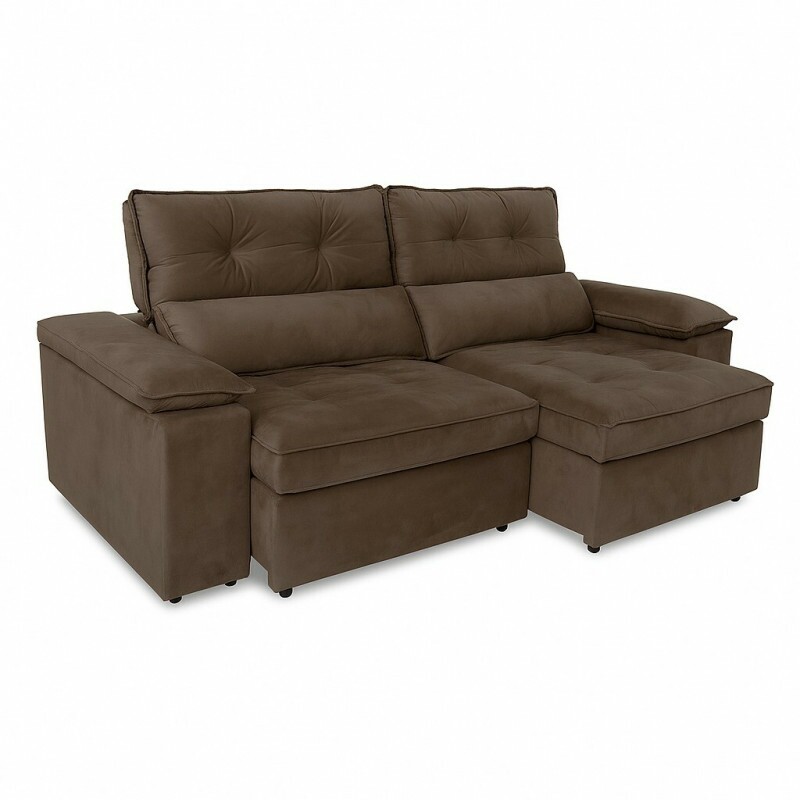 Sofá Retrátil e Reclinável  Zeus 2.10m Marrom - Nordeste Flex 