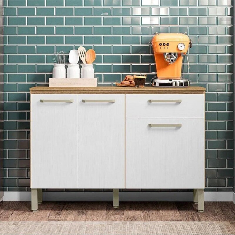 Balcão de Cozinha 3 Portas 1 Gav 120cm Paraná Versalhes Freijó/Supremo