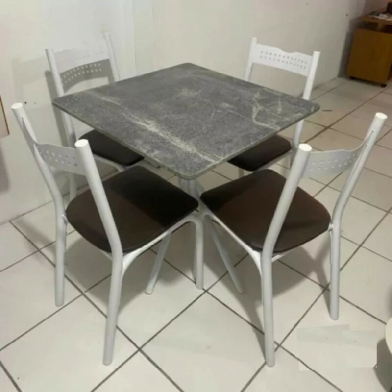 Conjunto Mesa com 4 Cadeiras para Cozinha 70cm Tampo Granito - Ciplafe Conjunto Mesa com 4 Cadeiras para Cozinha 70cm Tampo Granito - Ciplafe
