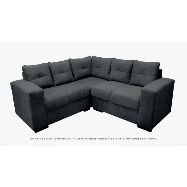 Sofá de Canto 3x2 Lugares Athena Cinza Masterflex