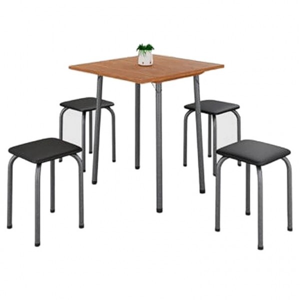 Mesa Dobrável Luana com 4 Banquetas Imop Cor - Cinamomo Martelado Prata