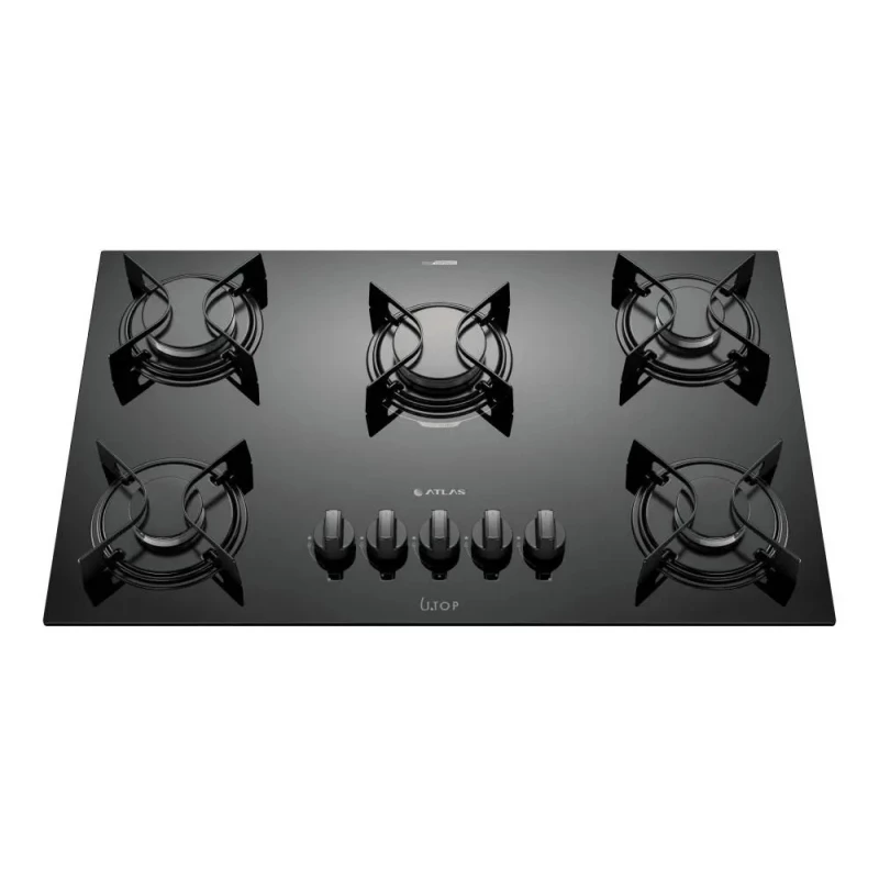 Cooktop 5 Bocas Preto com Mesa de Vidro Atlas U Top Bivolt - Atlas Eletrodomésticos