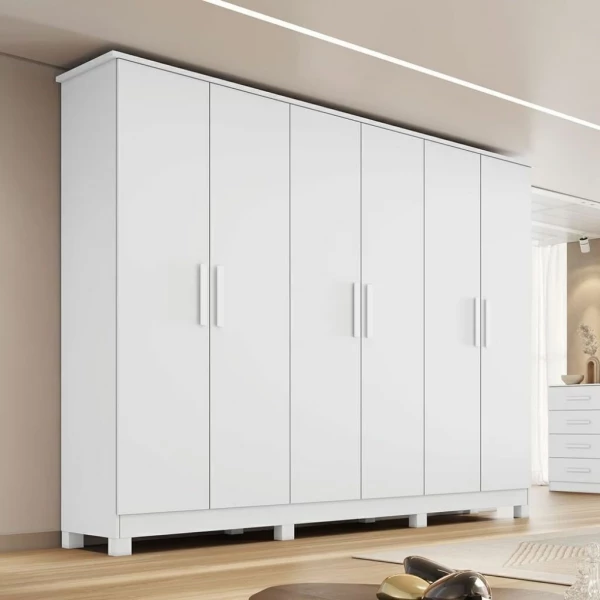 Guarda-Roupa Casal Em MDF 6 Portas Bianchi Nina Branco
