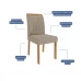 Conjunto de Mesa Helena 8 cadeiras Cimol Retangular 210X100 Nature/Off Ehite/Linho Bege