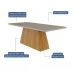 Conjunto de Mesa Helena 8 cadeiras Cimol Retangular 210X100 Nature/Off Ehite/Linho Bege