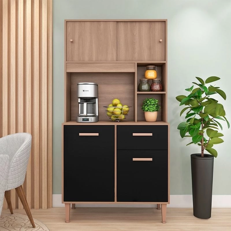 Cozinha 90cm 4 Portas 1 Gaveta Dália Manchester/Preto