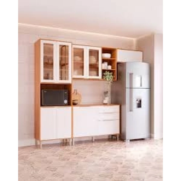 Cozinha Completa com Balcão  Mgm Brilhante Cinamomo/Off White