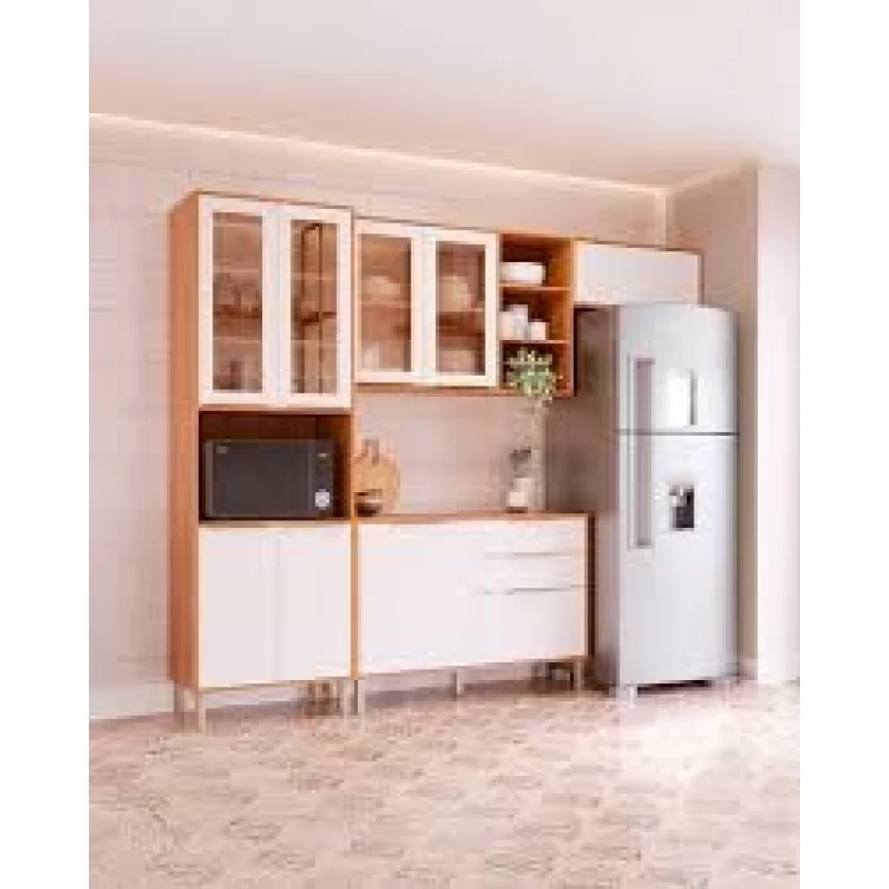 Cozinha Completa com Balcão  Mgm Brilhante Cinamomo/Off White