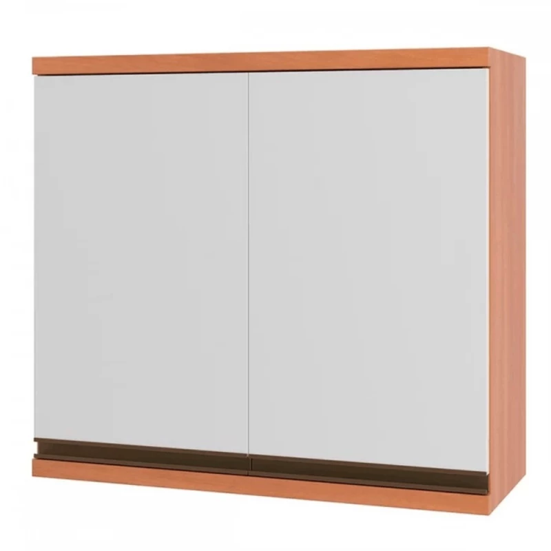 Armário Aéreo Macadâmia 2 Portas 80cm Freijó/Branco - Telasul