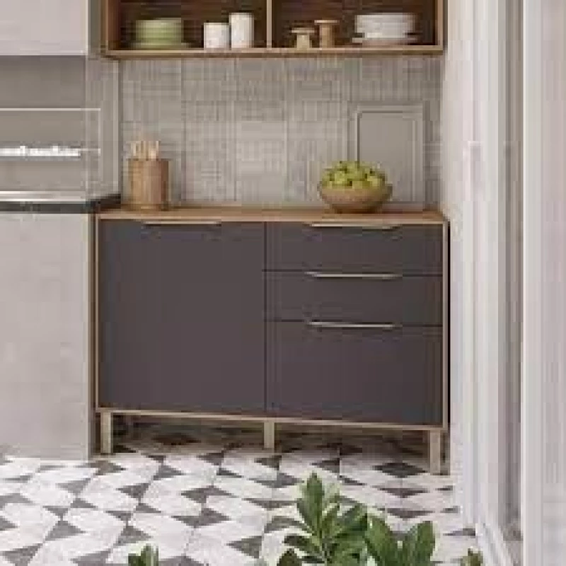 Balcão Cozinha Divina/Esplendida 2gavs 2 Ptas C/tampo 120 M Freijo/Titanium