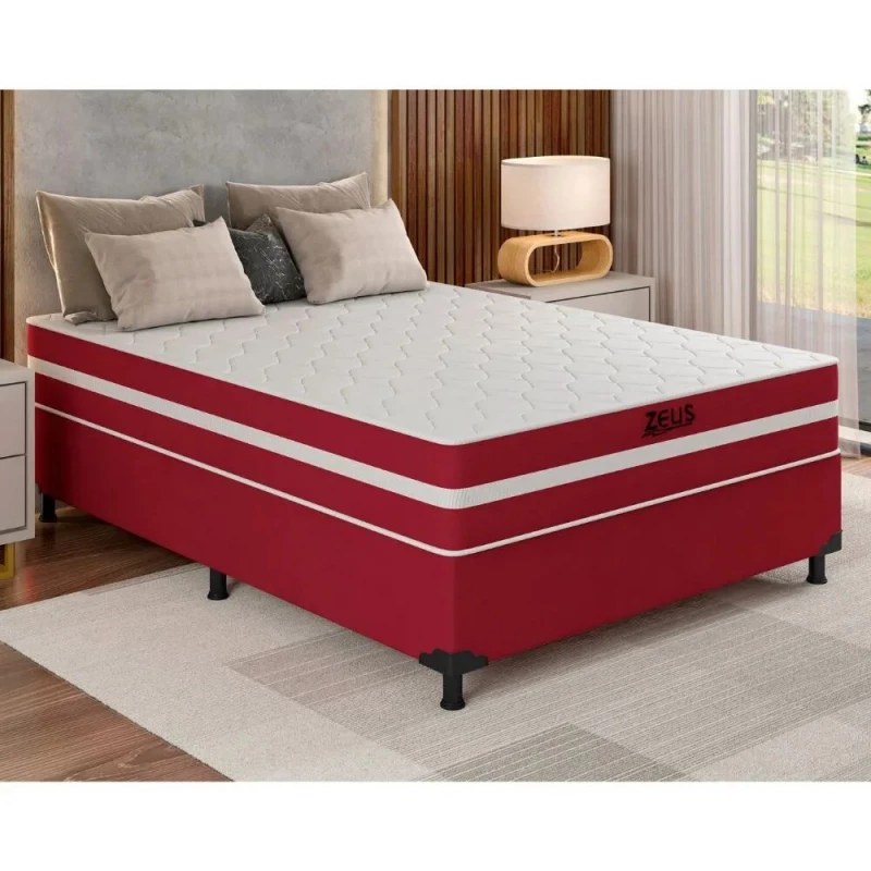 Cama Box Casal Zeus (Colchão + Base) 138x188 Molas Ensacadas Bacetto