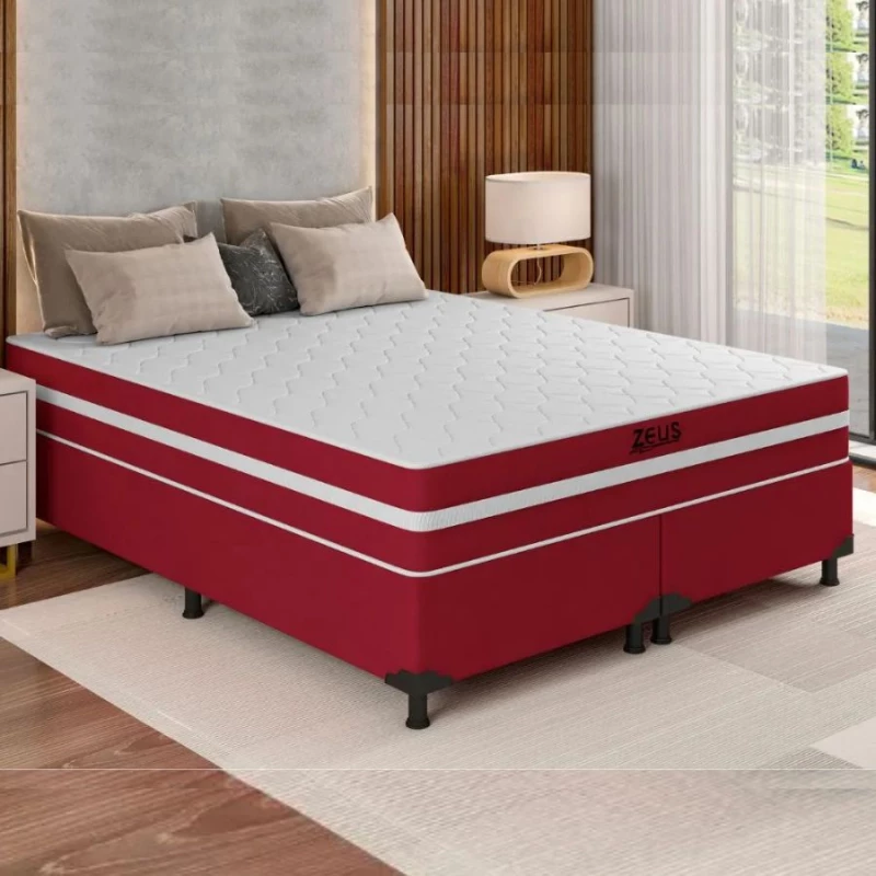 Cama Box Queen Zeus (Colchão + Base) 158x198 Molas Ensacadas Bacetto
