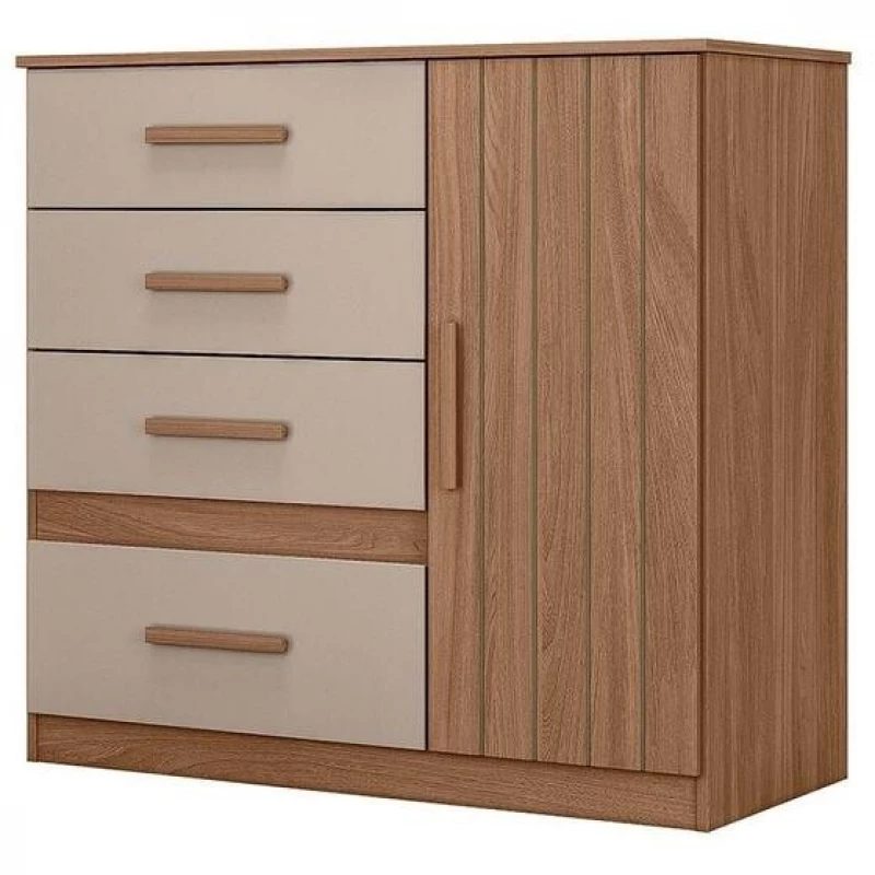 Cômoda para Quarto Com 4 Gavetas 1 Porta Moval Vênus Fnd/Frj