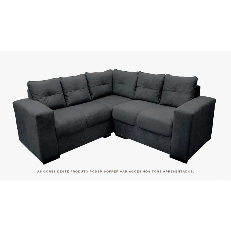 Sofá de Canto 3x2 Lugares Athena Cinza Masterflex
