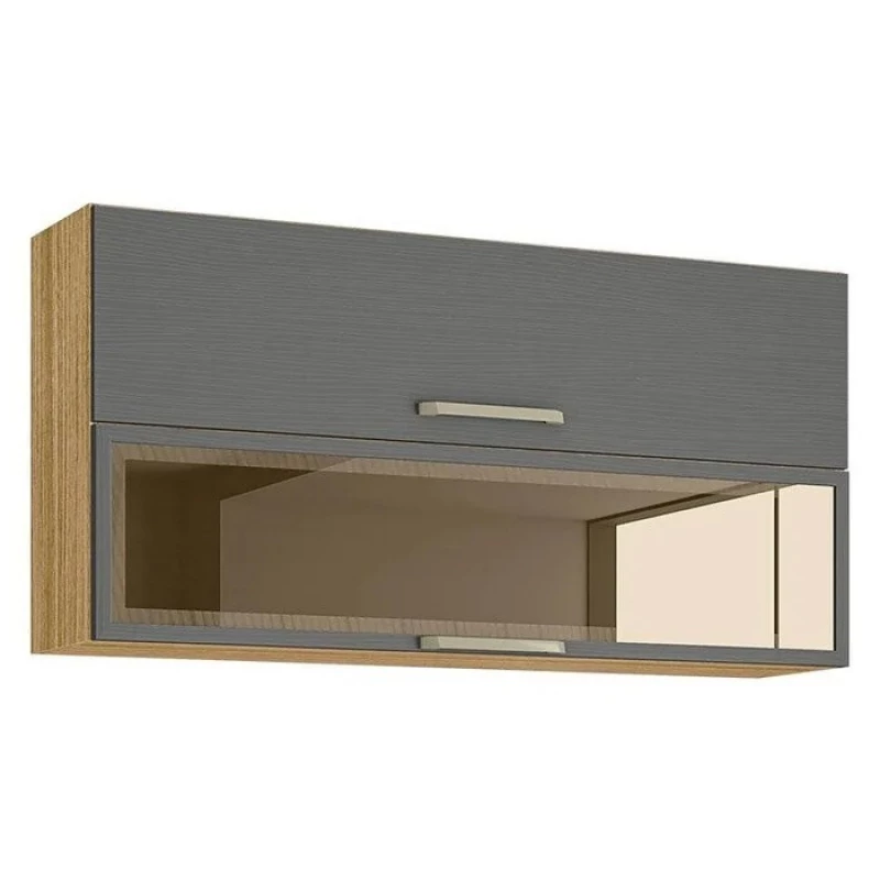 Armário Aéreo Ametista 2 Portas Basculantes 120 cm Freijó Gris - Kits Paraná 