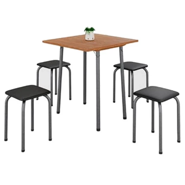 Mesa Dobrável Luana com 4 Banquetas Imop Cor - Cinamomo Martelado Prata