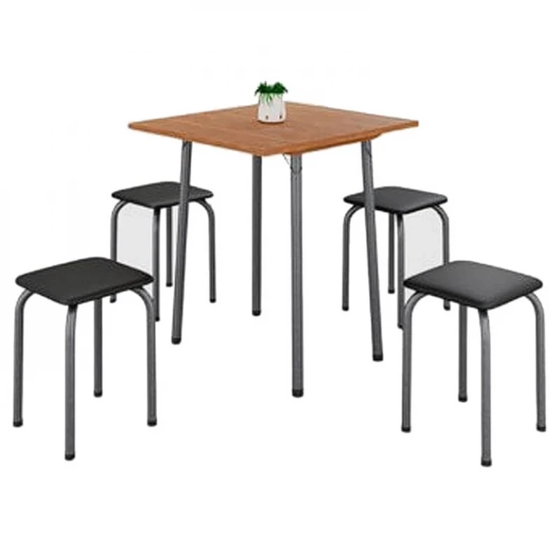 Mesa Dobrável Luana com 4 Banquetas Imop Cor - Cinamomo Martelado Prata